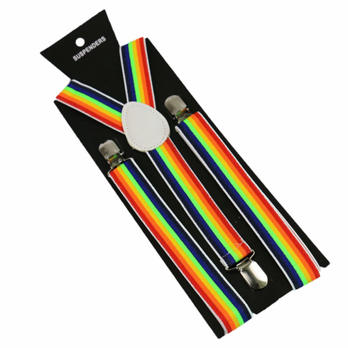 Suspenders - White Patch Rainbow Adjustable