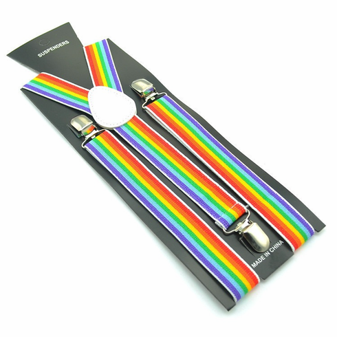 Suspenders - White Patch Rainbow Adjustable Rainbow Adjustable