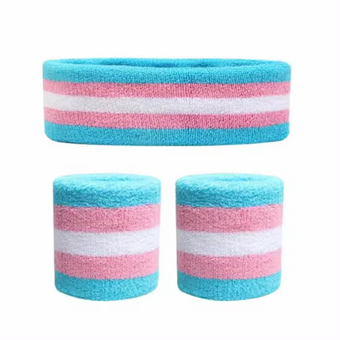 Sweat/Wrist Band Sets - 3 pc Set Trans One Size