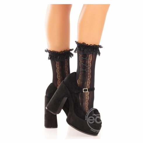 Sweetheart Lace Ankle Socks Black One Size