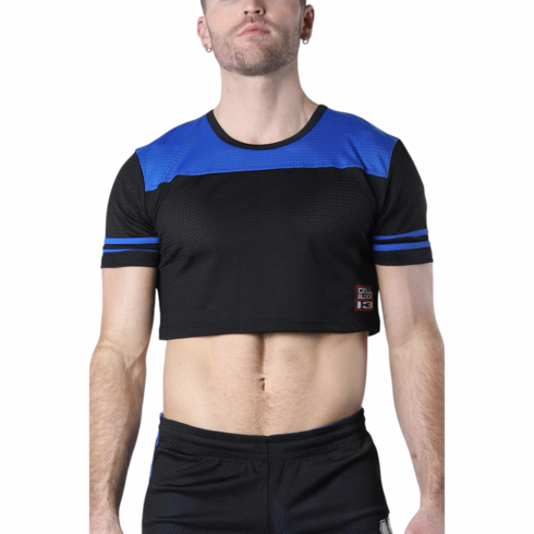 Take Down Mesh Crop Top Black/Blue