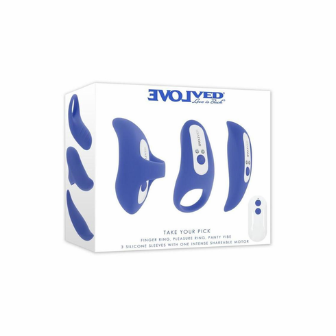Take Your Pick Rechargeable Silicone Bullet Set with Remote Blue 3.8"