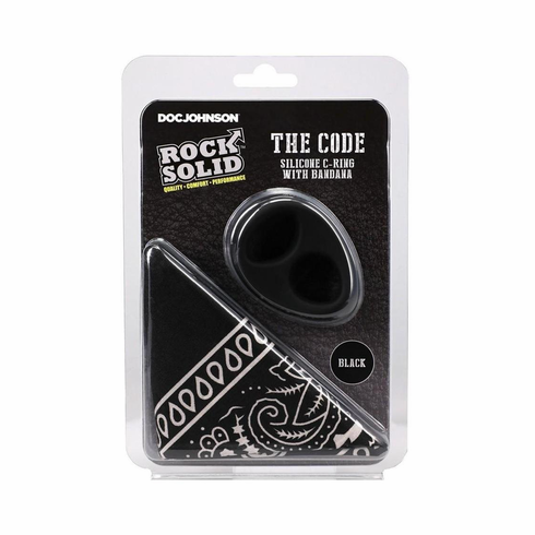 The Code Cock Ring with Bandana Black One Size Silicone