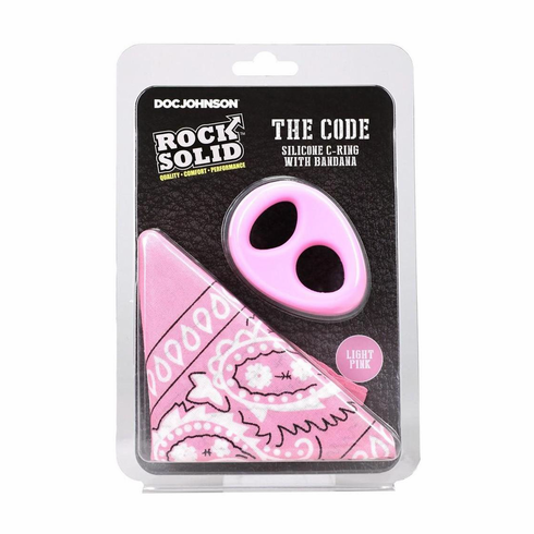 The Code Cock Ring with Bandana Pink/White One Size Silicone