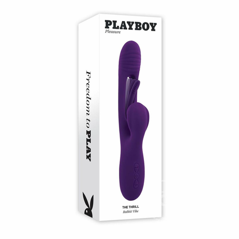 The Thrill Rechargeable Silicone Rabbit Vibrator  Purple 5.5" Silicone