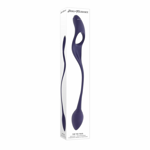 Tip to Tail Rechargeable Silicone Cock Ring with Anal Plug  Purple 2.2" Silicone