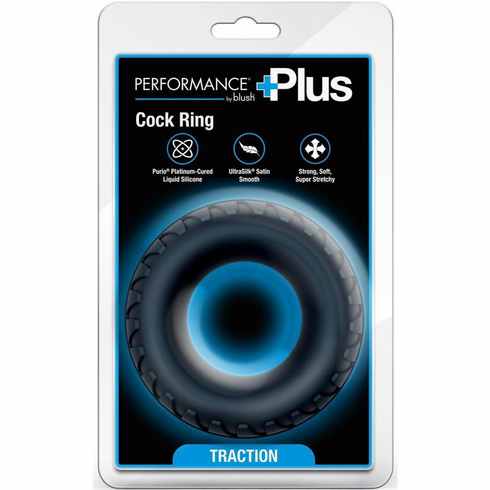 Traction Silicone Cock Ring Black One Size Silicone