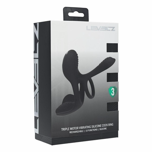 Triple Motor Silicone Cock Ring Black One Size Silicone