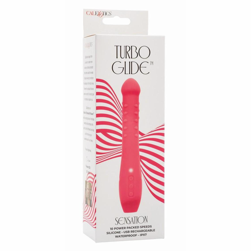 Turbo Glide Sensation Rechargeable Silicone Massager  Pink 8" Silicone