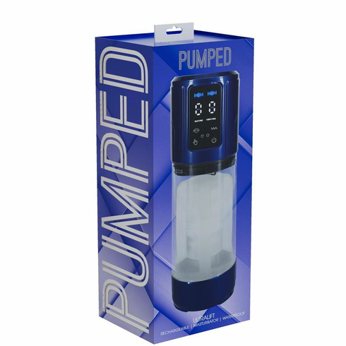 UltraLift 10 Function Rechargeable Masturbator Metal Blue 5.9" TPE/TPR/ABS