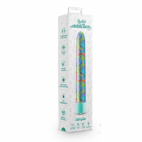 Utopia Rechargeable Slimline Vibrator Aqua 5.7" TPE/TPR/ABS