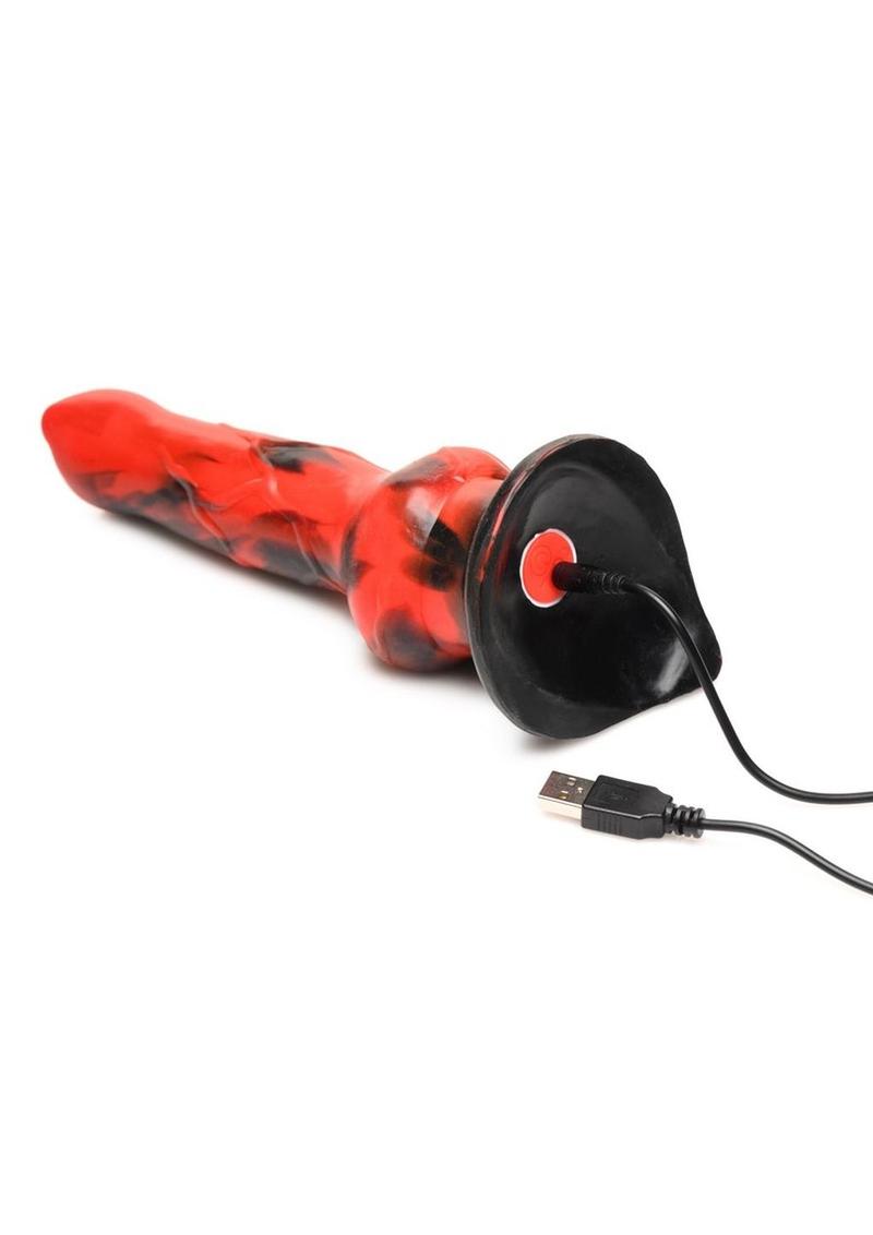 Vibra Beast Vibrating Silicone Dildo - Red/Black 6.6