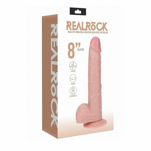 Vibrating and Rotating Cock Beige 8" PVC