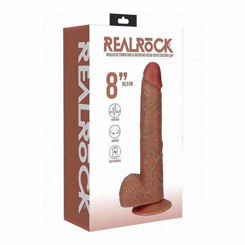 Vibrating and Rotating Cock Brown 8" PVC