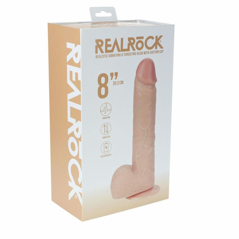 Vibrating and Thrusting Cock Beige 8" PVC