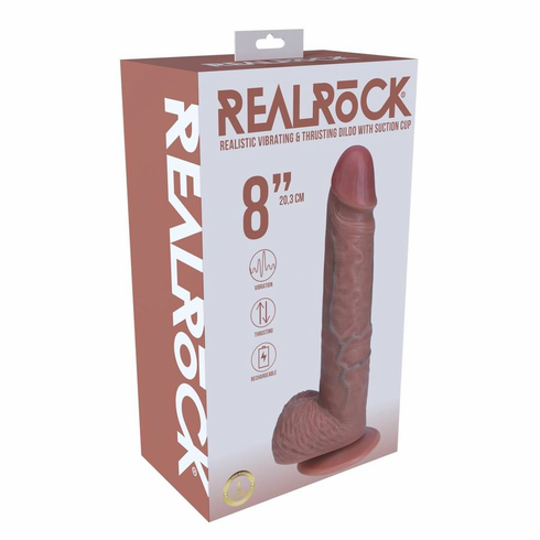 Vibrating and Thrusting Cock Brown 8" PVC