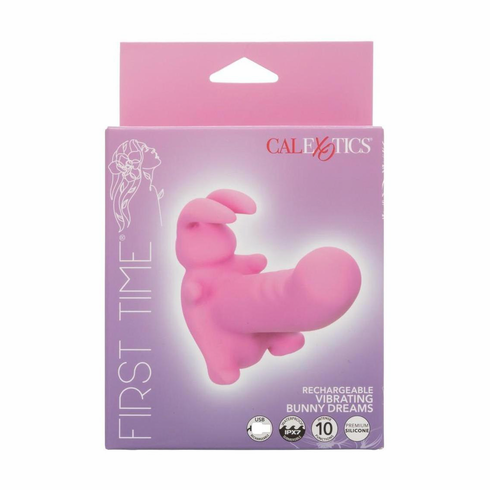 Vibrating Bunny Dreams Rechargeable Silicone Vibrator with Clitoral Stimulator Pink 1.7" Silicone