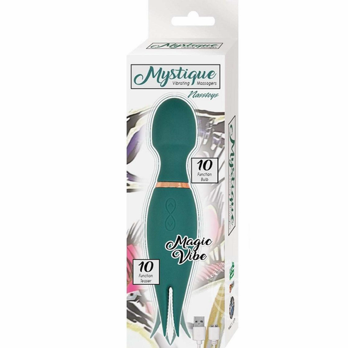 Vibrating Massagers Rechargeable Silicone Magic Wand Green 1.5" Silicone