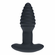 Vibrating & Rotating Ribbed Silicone Rechargeable Anal Plug with Remote Black 4.9" Silicone Remote