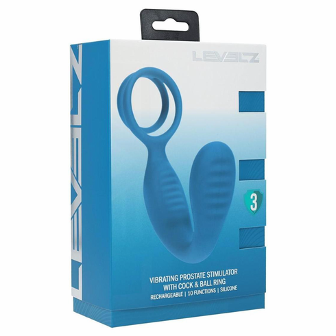 Vibrating Silicone Rechargeable Prostate Stimulator with Cock & Ball Ring Teal 5.3" Silicone