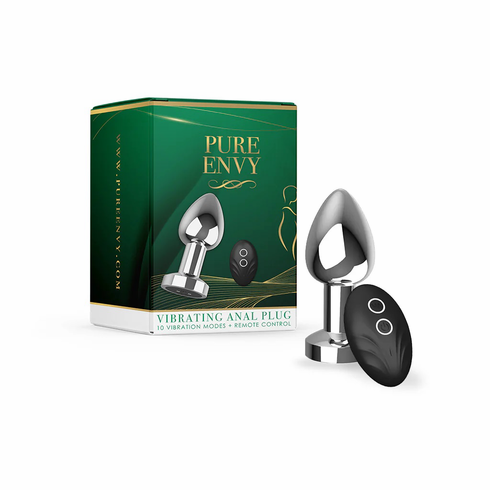 Vibrating Stainless Steel Anal Plug with Remote Silver 3" Stainless Steel Remote
