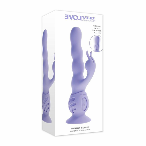 Wiggly Bunny Rechargeable Silicone Rabbit Vibrator Purple 5.25" Silicone