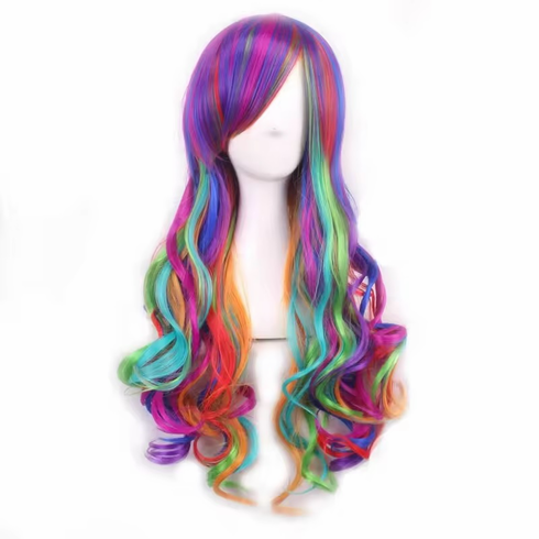 Wigs - Long Curly  Rainbow 27.5"