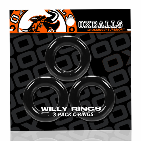 Willy Rings 3-Pack Cock Rings Black One Size TPE/TPR/ABS