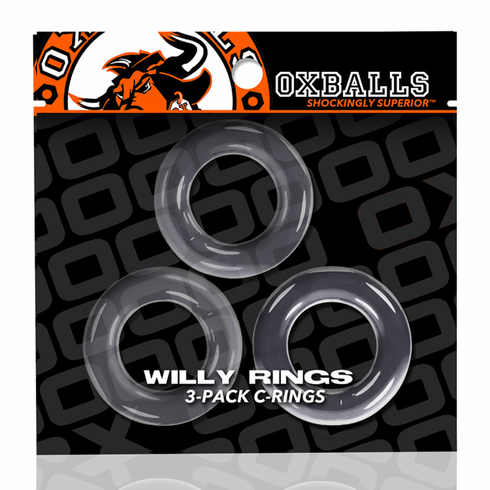Willy Rings 3-Pack Cock Rings Clear One Size TPE/TPR/ABS