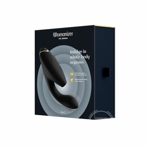 Womanizer Duo 2 Silicone Rechargeable Clitoral and G-Spot Stimulator Black 8" Silicone