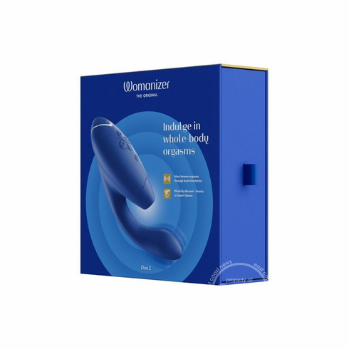 Womanizer Duo 2 Silicone Rechargeable Clitoral and G-Spot Stimulator Blue 8" Silicone
