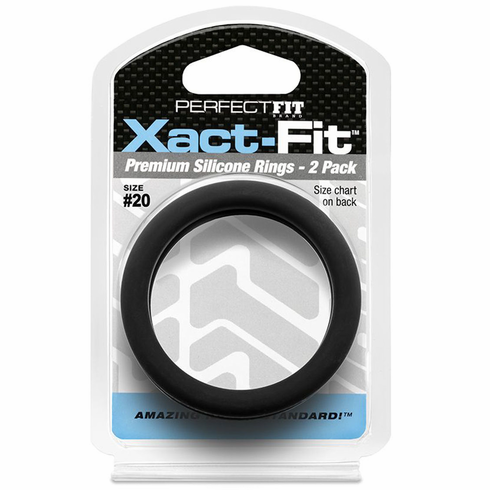 Xact-Fit Silicone Cock Ring #20- 2/pk Black 2" Silicone
