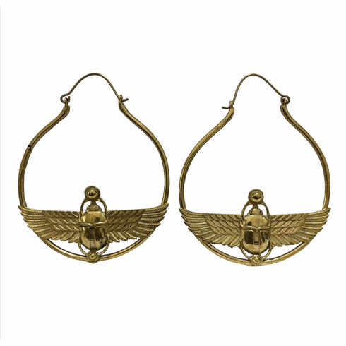 Lg Scarab Hoop Earrings