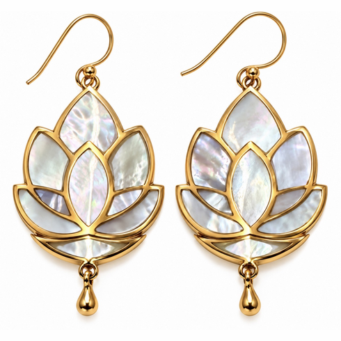 MOP Dangle Lotus Earrings