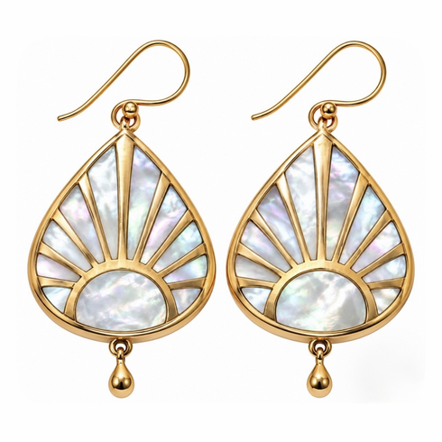 Mother of Pearl Dangle Brass Earrings