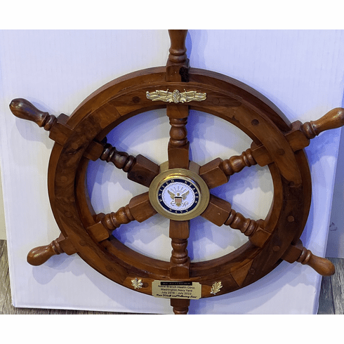 18 inch SHIP WHEEL WITH ENGRAVING