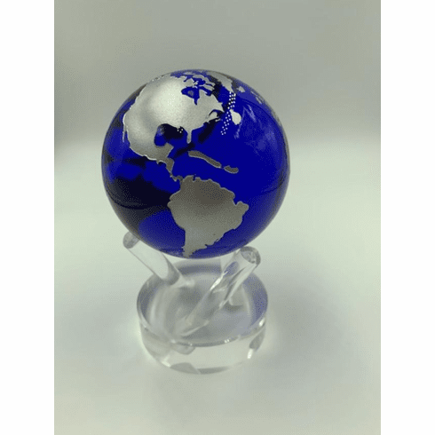 5" Blue Crystal Globe on Acrylic Base