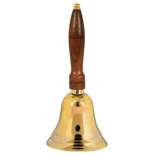 6 1/2 inch Brass School Bell with Wooden Handle