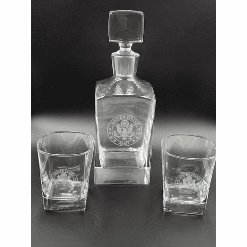 Army Decanter Set with 2 Glasses