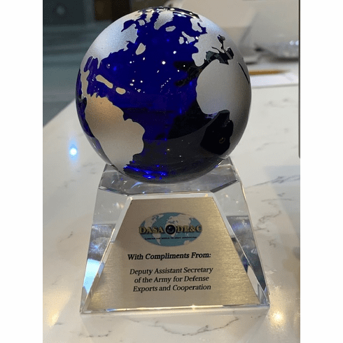 Blue Crystal Globe on Clear Crystal Base