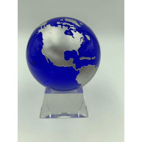 Blue Crystal Globe on Crystal Base