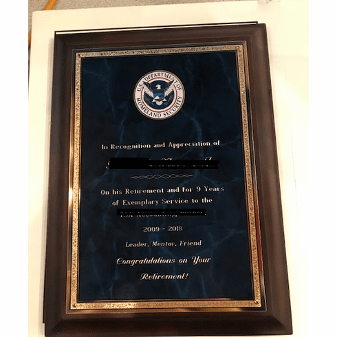 Blue Marble Plaque with Custom Logo and Text