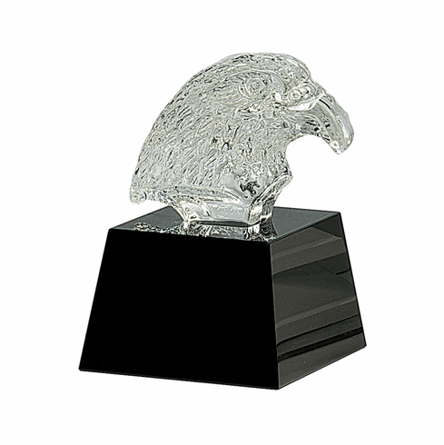 Crystal Eagle Head on Black Pedestal Base