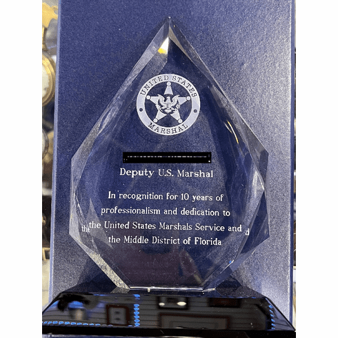 Diamond Crystal on Black Base With Engraving