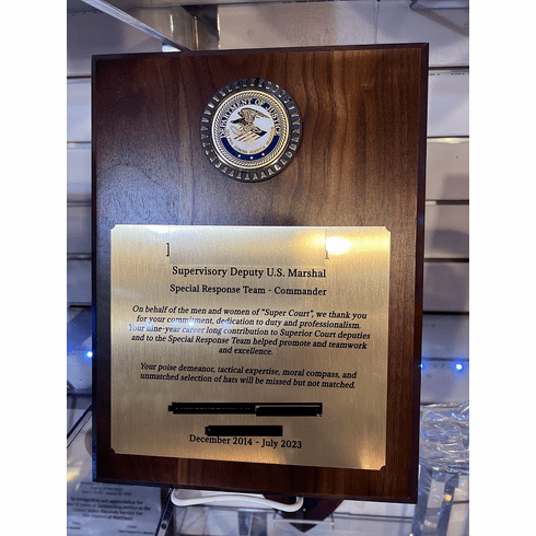 DOJ Plaque