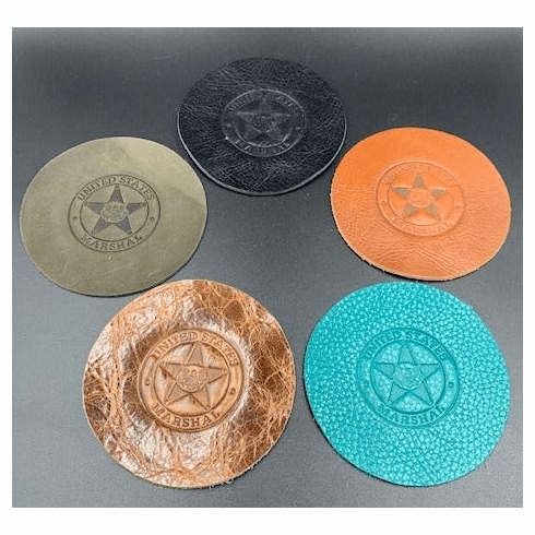 Embossed Genuine Leather Car Coaster