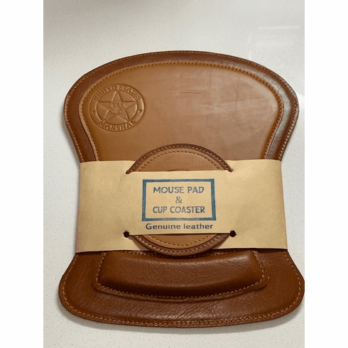 Genuine Leather Mouse Pad Coaster Set
