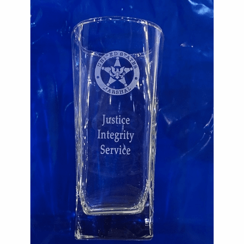 Justice, Integrity, Service Bar Glass with USMS Badge