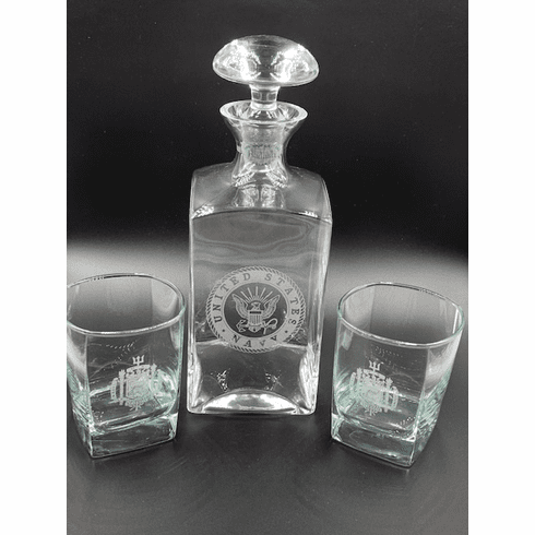 Navy Decanter with 2 Naval Academy Glasses