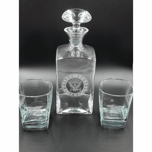 Navy Decanter with 2 Navy Seal Glasses